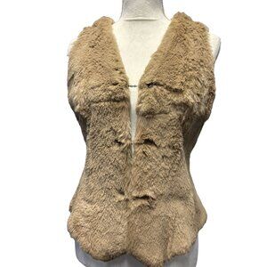 Chanel Boutique Designer Rabbit Fur Vest Tan Size European 40